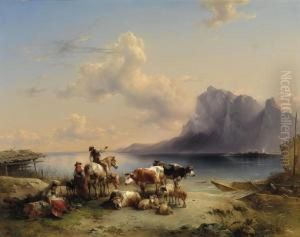Herders And Cattle On Attersee