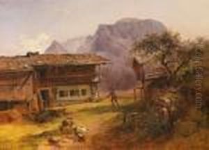 Bauernhaus Seefelden In Berchtesgaden by Friedrich Gauermann