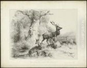 Ein Rudel Edelwild by Friedrich Gauermann