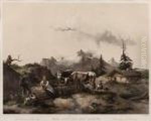 "eine Alpe Beialt Aussee" Kolorierte Lithografie by Friedrich Gauermann