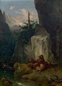 Baren Mit Erlegtem Hirsch