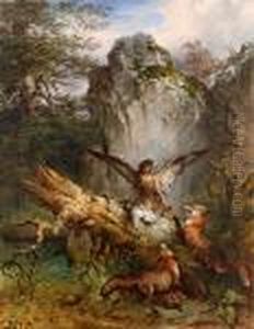Volpi Che Vogliono Rubare La Preda Ad Un""""aquila by Friedrich Gauermann