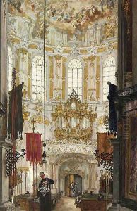 Inneres der Klosterkirche zu Ettal by Adolph von Menzel