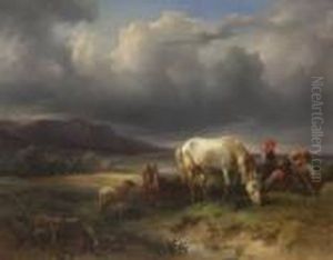 Am Seeufer by Friedrich Gauermann