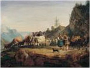 Almabtrieb (return From The Mountain Pasture) by Friedrich Gauermann