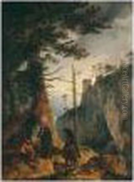 Jager Vor Einer Kohlerhutte (huntsmen Passing By The Charcoal Burner's Hut) - view 1