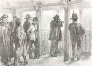 The Emperor and members of his court shooting in a range by Adolph von Menzel
