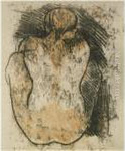 Crouching Tahitian Woman Seen From The Back