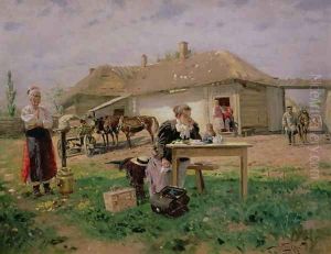 Arrival of a School Mistress in the Countryside, 1897 by Vladimir Egorovic Makovsky
