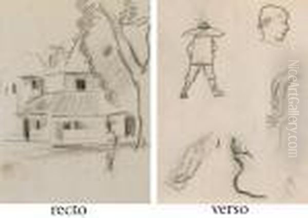 Personnage Devant Une Maison (recto); Etude De Personnages(verso) - view 1
