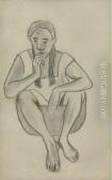 Figure Tahitienne Assise - view 1