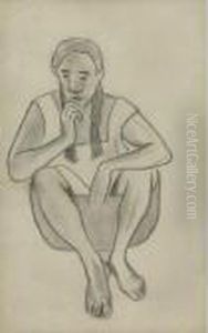 Figure Tahitienne Assise by Paul Gauguin