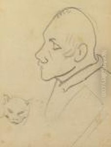 Tete D'homme Et De Chat by Paul Gauguin