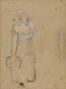 Studie, Frau Mit Korb (verso: Figurenskizzen)