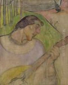 Autoportrait A La Mandoline by Paul Gauguin