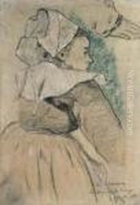 Bretonne De Profil A Droite by Paul Gauguin