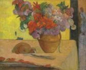 Vase De Fleurs Et Gourde by Paul Gauguin
