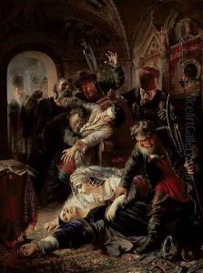 Hired Assassins Killing Tzar Boris Fyodorevich Godunov's Son, 1862 by Konstantin Egorovich Egorovich Makovsky