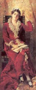 Portrait of Julia Makovskaya, The Artist's Wife 1881 by Konstantin Egorovich Egorovich Makovsky
