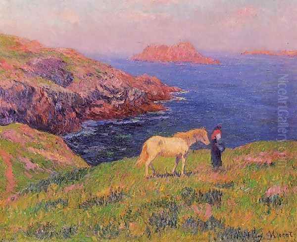 Cliff at Quesant with Horse - view 1