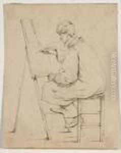 L'artiste Devant Son Chevalet by Paul Gavarni