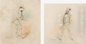 Deux Croquis D'hommes En Habit by Paul Gavarni
