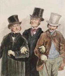 Masques Et Visages, Set Of Four by Paul Gavarni