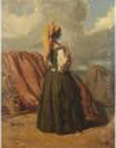 Jeune Italienne Sur Un Rivage Pres Des Filets De Peche - view 1