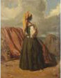 Jeune Italienne Sur Un Rivage Pres Des Filets De Peche