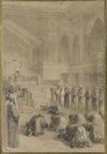 Une Ceremonie Religieuse Dans Une Mosquee by Paul Gavarni