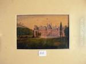 Voiture A Cheval Arrivant Au Chateau by Paul Gavarni