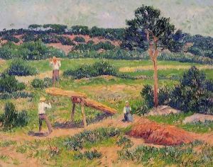 Bretons Working with Wood by Henri Moret