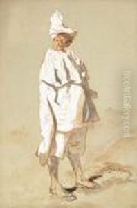 Un Homme Deguise De Profil A Droite by Paul Gavarni