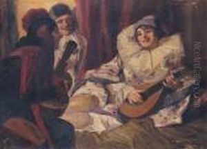 Colombine Mit Pierrot Und Harlekin by Richard Geiger