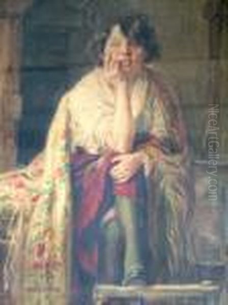 Woman In Her Boudoir; Watercolour, Signed, 39.5x30.7cm - view 1