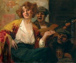 Giovane Donna Con Suonatore Di
Chitarra