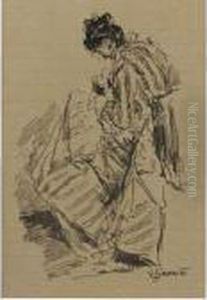 Ritratto Della Moglie Seduta Che Cuce by Vincenzo Gemito