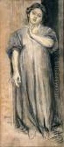 Figura In Piedi - Acquerello Su Pergamena