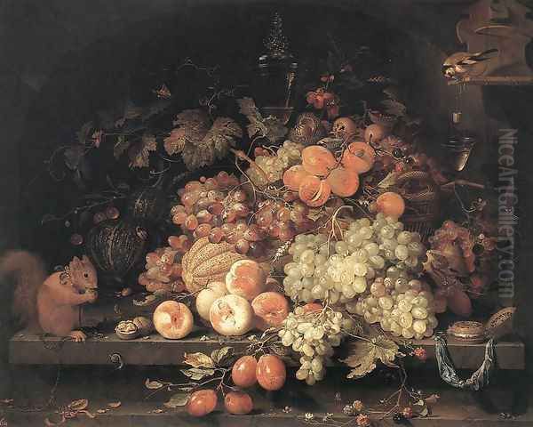 Fruit Still-Life with Squirrel and Goldfinch - view 1