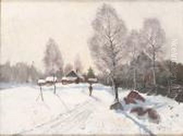 Vinterlandskap Med Figur" - view 1