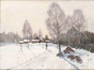Vinterlandskap Med Figur" by Anton Genberg