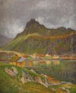 Norskt Fjordmotiv Med Fiskelage Norskt Fjordmotiv Med Fiskelage