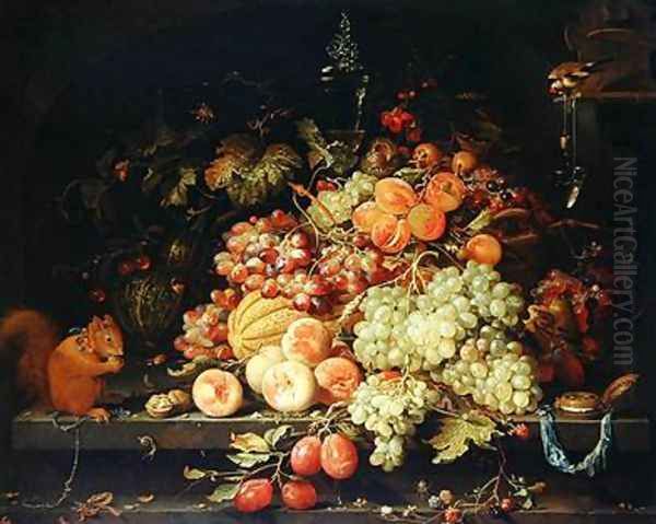 Still Life with Fruit Squirrel and Goldfinch - view 1