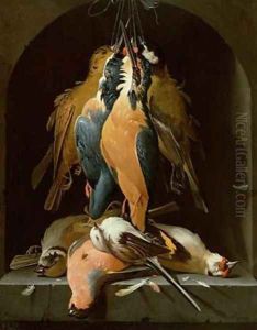 Still life of birds by Abraham Mignon