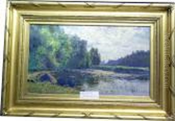 Sommarlandskap Med Figur I Eka, 
 Enligt Uppgift I Gava Av Konstnaren Till Gjutaren Otto Meyer. - view 1