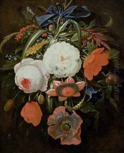 Still Life of Hanging Flowers by Abraham Mignon