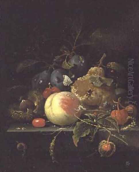 Still Life of Fruit and Nuts on a Stone Ledge - view 1