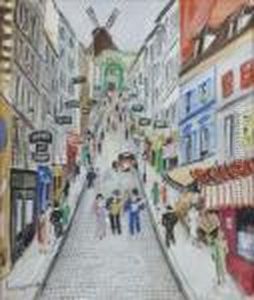 Rue Anime A Montmartre by Lucien Genin