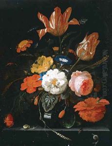 Vase of flowers by Abraham Mignon