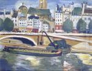 Paris, Bord De Seine Au Pont Louis-philippe by Lucien Genin